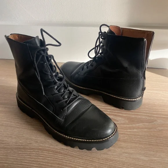 Madewell Citywalk Lugsole Lace-up Boots, Black Leather - Picture 3 of 12